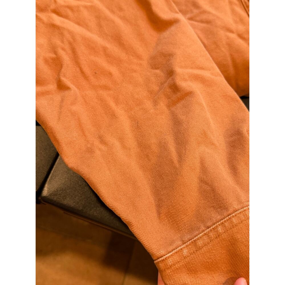 L.L.Bean Men Large Brown Canvas Shirt Flannel Lined Cotton Outdoor Workwear - Picture 12 of 15